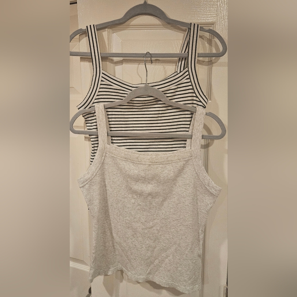 Set of 2 American Eagle Striped and Solid Tank Tops